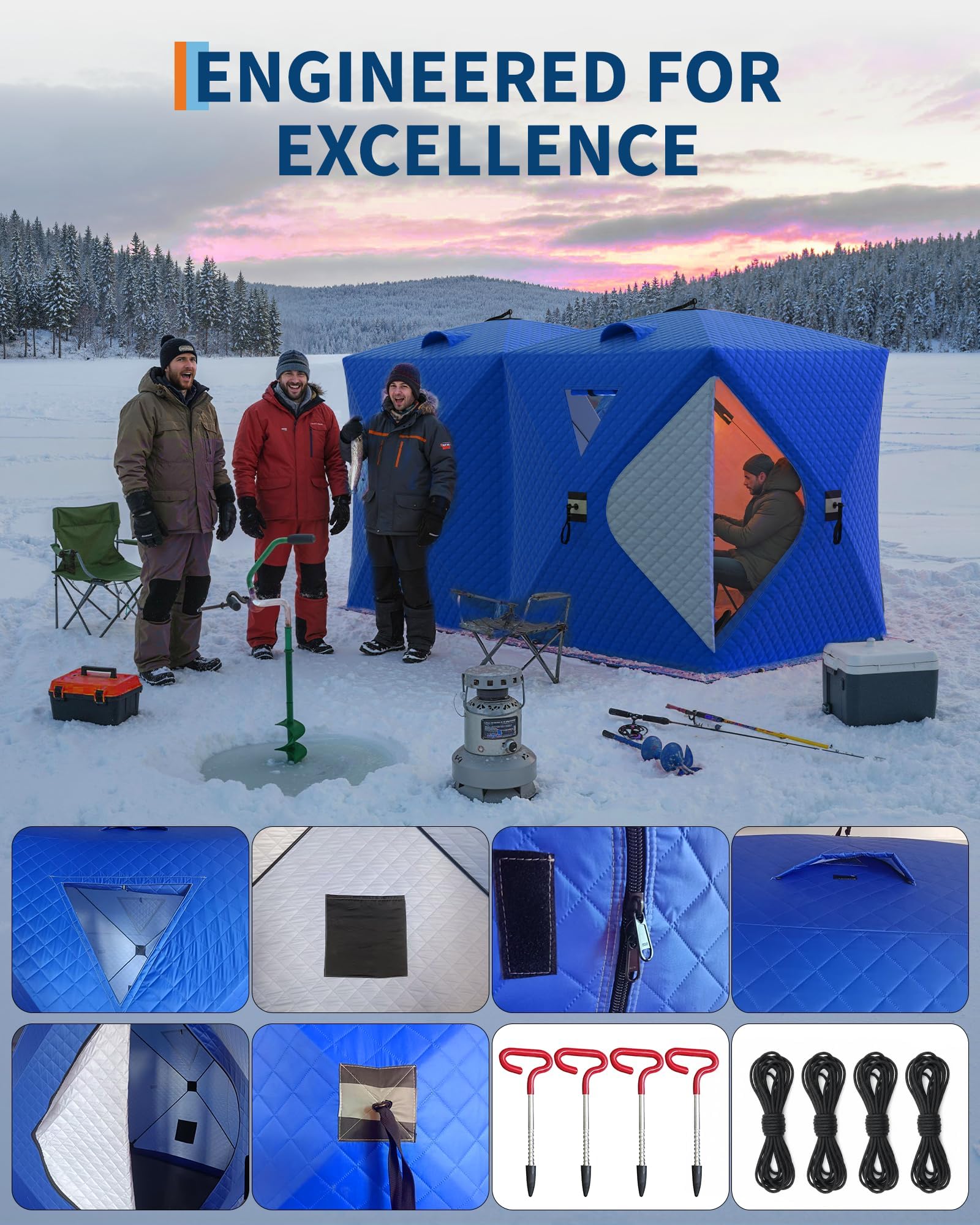 Pop-Up Ice Fishing Tent Hub-St - Emergency Mylar Tent recension och pris