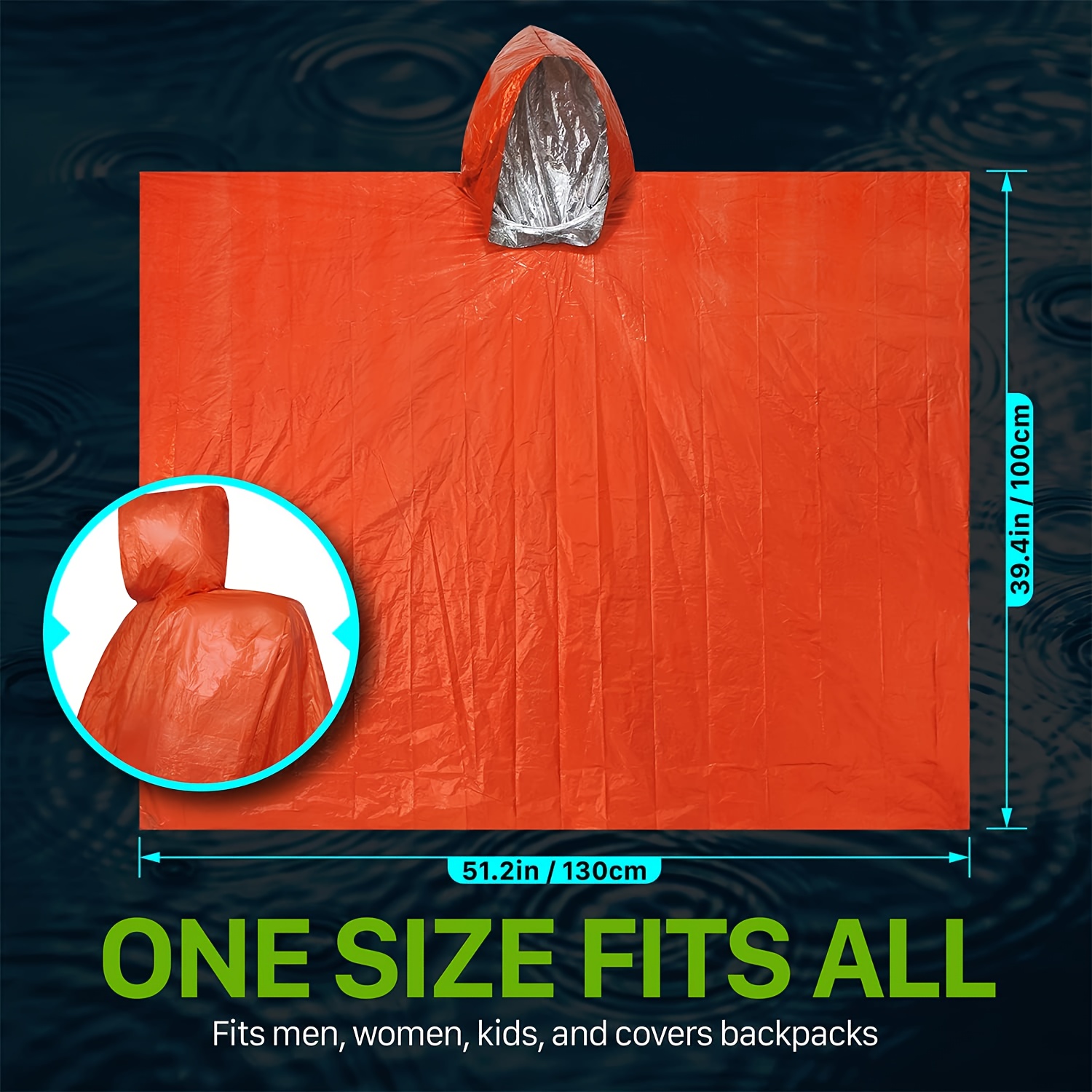 Emergency Survival Rain Poncho - Survival Blanket Reflective recension och pris